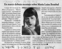En marzo debuta montaje sobre María Luisa Bombal.  [artículo]