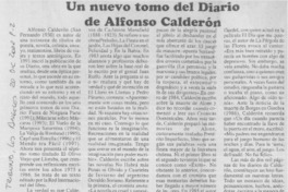 Un nuevo tomo del diario de Alfonso Calderón.