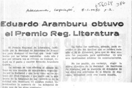 Eduardo Aramburú obtuvo el Premio Reg. Literatura.  [artículo]