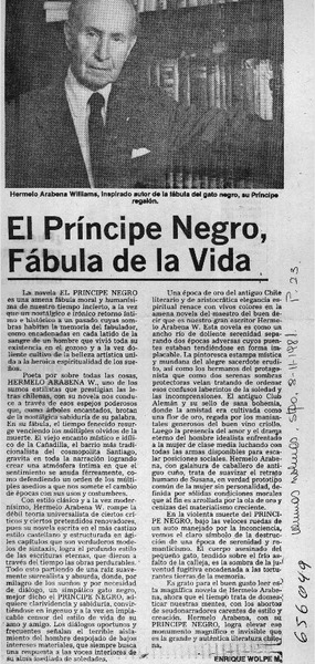 El príncipe negro, fábula de la vida  [artículo] Enrique Wolpe M.