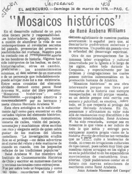 "Mosaicos históricos"  [artículo] Juan Antonio Massone.
