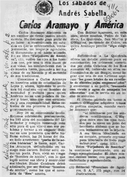 Carlos Aramayo y América.  [artículo]