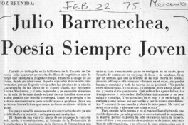 Julio Barrenechea, poesía siempre joven  [artículo] Héctor Fuenzalida.