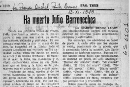 Ha muerto Julio Barrenechea.  [artículo] Marino Muñoz Lagos.
