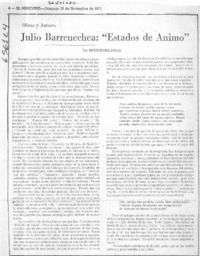 Julio Barrenechea, "Estados de ánimo"  [artículo] Hernán del Solar.