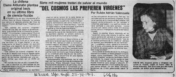 Del cosmos las prefieren vírgenes  [artículo] Rubén Adrián Valenzuela.