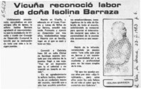 Vicuña reconoció labor de doña Isolina Barraza.  [artículo]