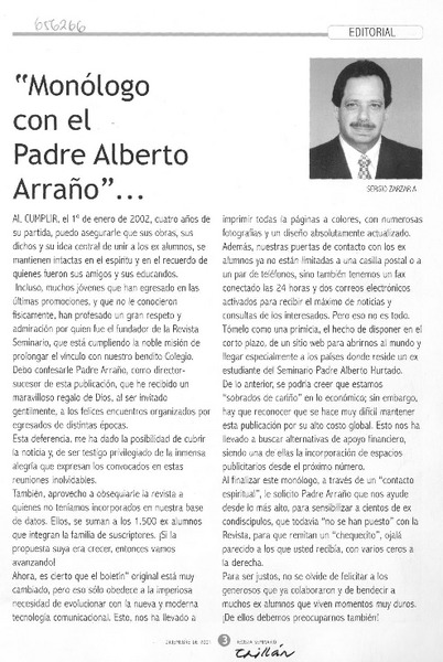 "Monólogo con el Padre Alberto Arraño"