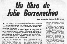 Un libro de Julio Barrenechea  [artículo] Ricardo Boizard.