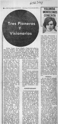 Tres pioneros y visionarios.  [artículo] Yolanda Montecinos.