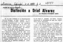 Distinción a Oriel Alvarez  [artículo] Héctor Pumarino Soto.