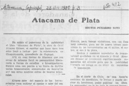 Atacama de plata  [artículo] Héctor Pumarino Soto.