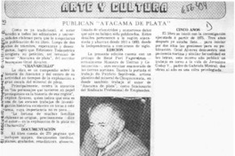Publican "Atacama de plata"  [artículo] Andrés Sabella.