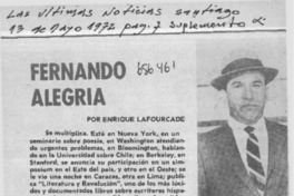 Fernando Alegría  [artículo] Enrique Lafourcade