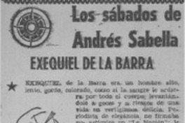 Exequiel de la Barra  [artículo] Andrés Sabella.