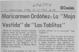 Maricarmen Ordóñez, la "maja vestida" de "Las tablitas"  [artículo] M. A. D.