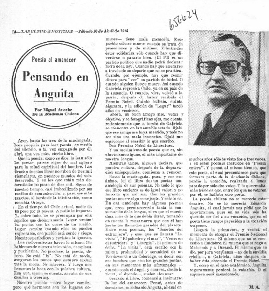 Pensando en Anguita  [artículo] Miguel Arteche.