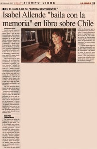 Isabel Allende "baila con la memoria" en libro sobre Chile.