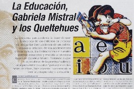 La Educación, Gabriela Mistral y los Queltehues