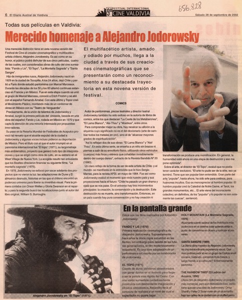 Merecido homenaje a Alejandro Jodorowsky.