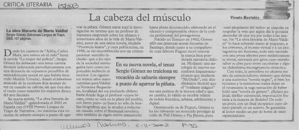 La cabeza del músculo  [artículo] Vicente Montañés.