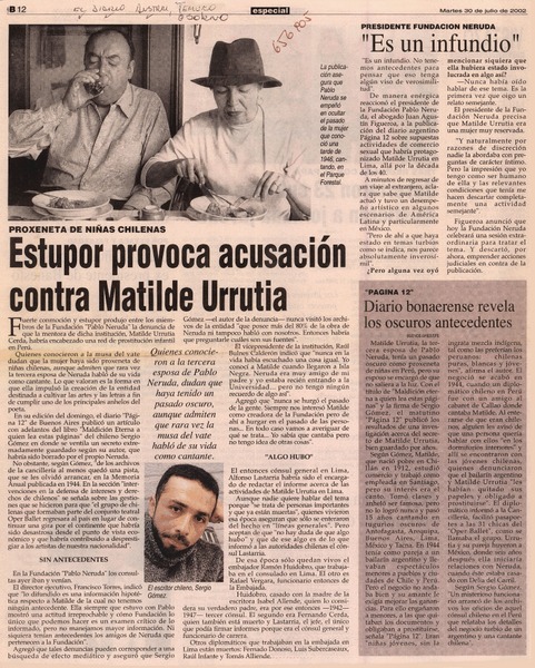 Estupor provoca acusación contra Matilde Urrutia.