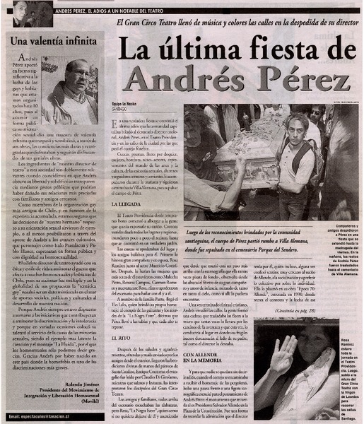 La última fiesta de Andrés Pérez.