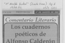 Los cuadernos poéticos de Alfonso Calderón : [comentario]