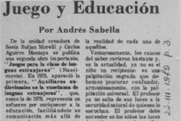 Juego y educación  [artículo] Andrés Sabella.