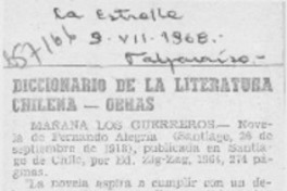 Diccionario de la literatura chilena - obras.