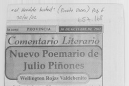 Nuevo poemario de Julio Piñones : [comentario]