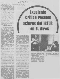 Excelente crítica reciben actores del ICTUS en B. Aires.
