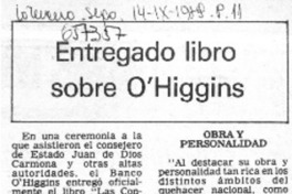Entregado libro sobre O'Higgins.  [artículo]