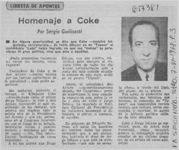 Homenaje a Coke  [artículo] Sergio Guilisasti.