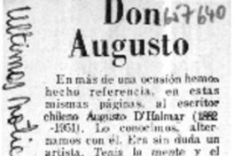 Don Augusto  [artículo] Víctor Castro.