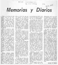Memorias y diarios  [artículo] Antonio R. Romera.