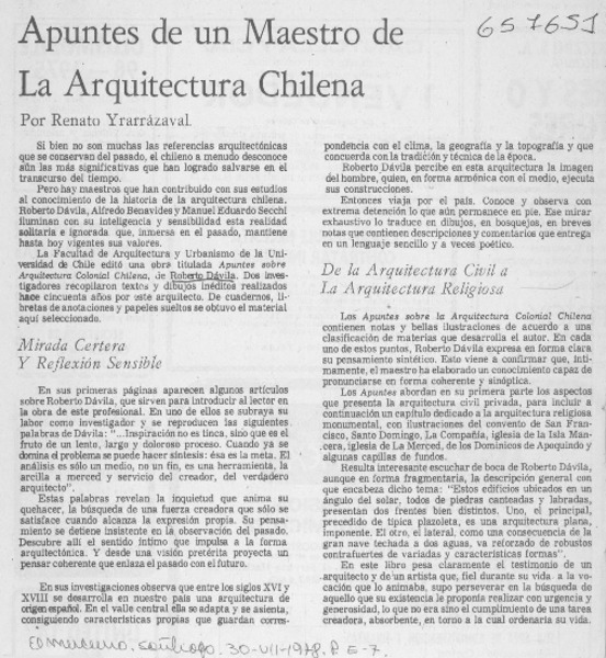 Apuntes de un maestro de la arquitectura chilena
