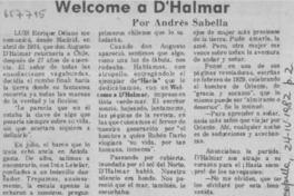 Welcome a D'Halmar  [artículo] Andrés Sabella.