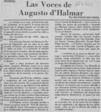 Las voces de Augusto D'Halmar  [artículo] Wilfredo Mayorga.