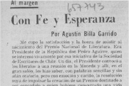 Con fe y esperanza  [artículo] Agustín Billa Garrido.