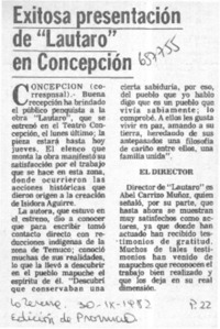 Exitosa presentación de "Lautaro" en Concepción.  [artículo]