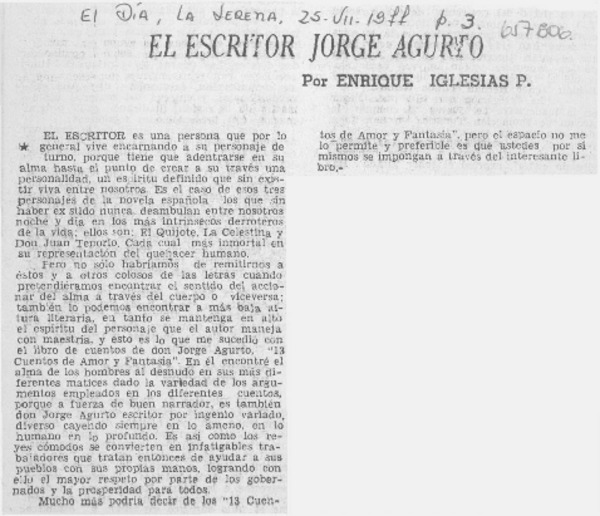 El escritor Jorge Agurto