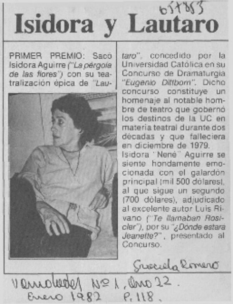 Isidora y Lautaro  [artículo] Graciela Romero.