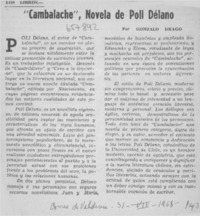 Cambalache, novela de Poli Délano.  [artículo] Gonzalo Drago.