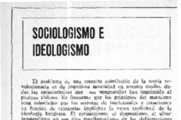 Sociologismo e ideologismo.  [artículo]