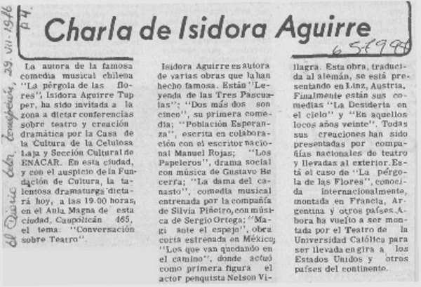 Charla de Isidora Aguirre.