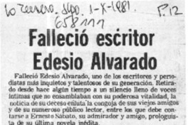 Falleció escritor Edesio Alvarado  [artículo] G.A.E.