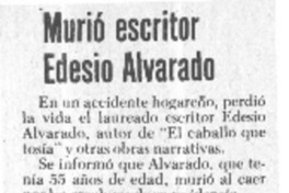 Murio escritor Edesio Alvarado.