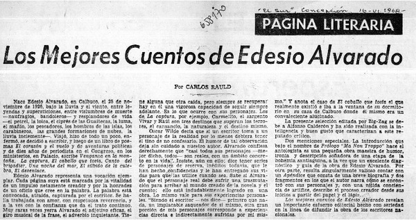 Los mejores cuentos de Edesio Alvarado  [artículo] Carlos Rauld.