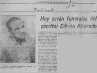 Hoy serán funerales del escritor Edesio Alvarado.  [artículo]